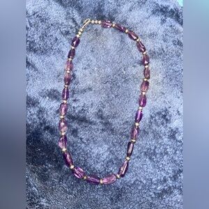 Amethyst Beaded Necklace with Silver Accents